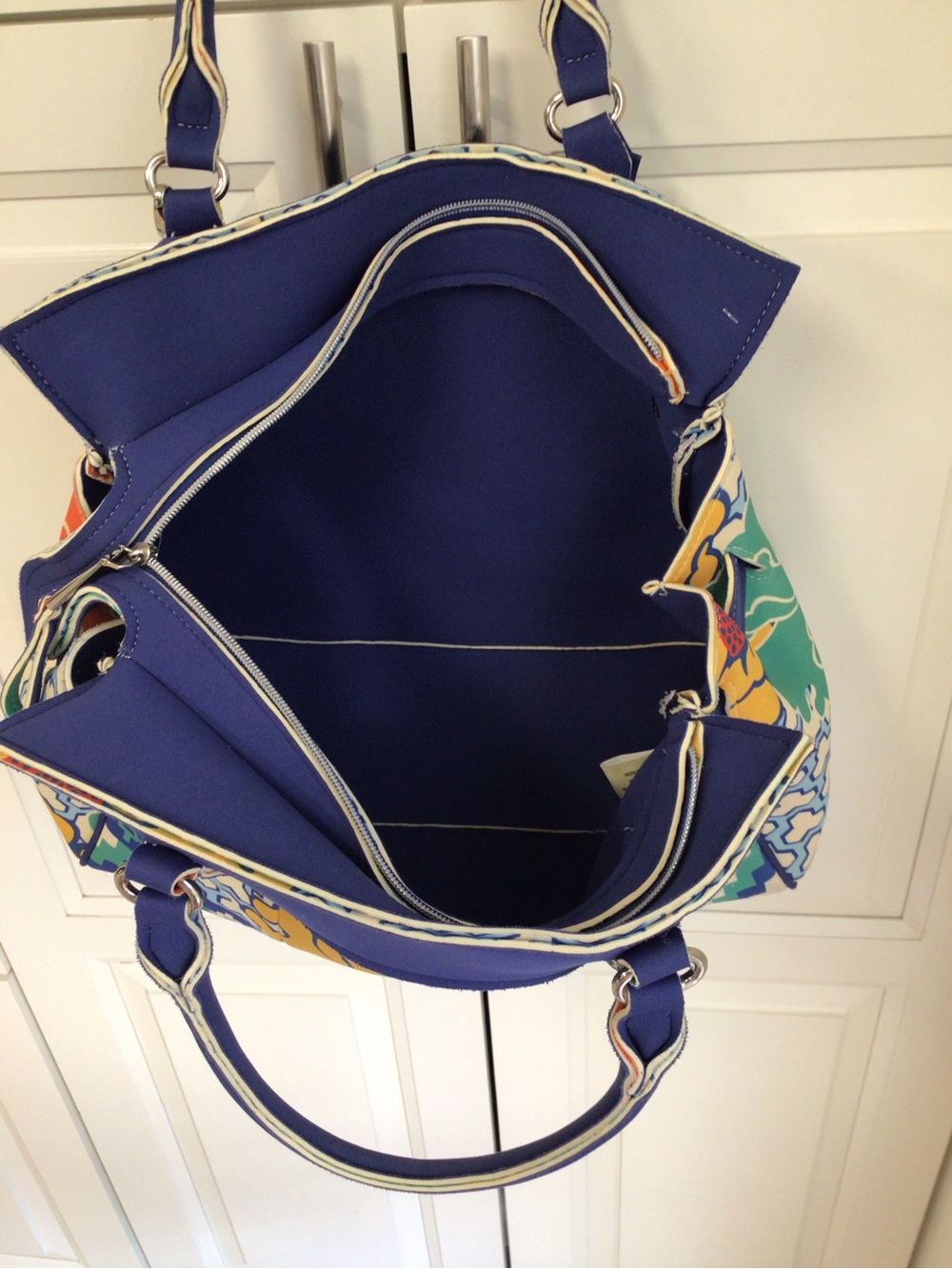 Rafe Blue Patterned Tote Bag with Tassel - Picture 13 of 14